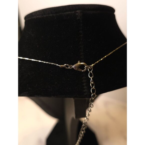 Silver Tone Chain Necklace With Faux Pearl Pendant & Rhinestone Accents - Picture 5 of 10